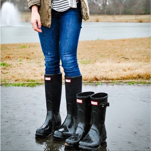 Hunter Glossy Black Women's Rain Boots - Picture 2 of 11